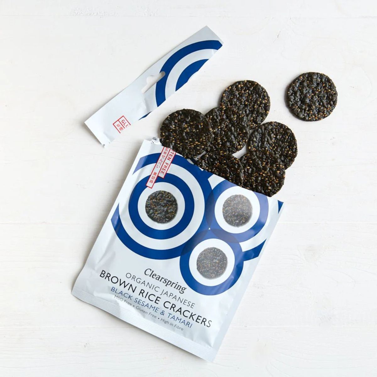 Biologische volkorenrijstcrackers met zwarte sesam Clearspring 40 g