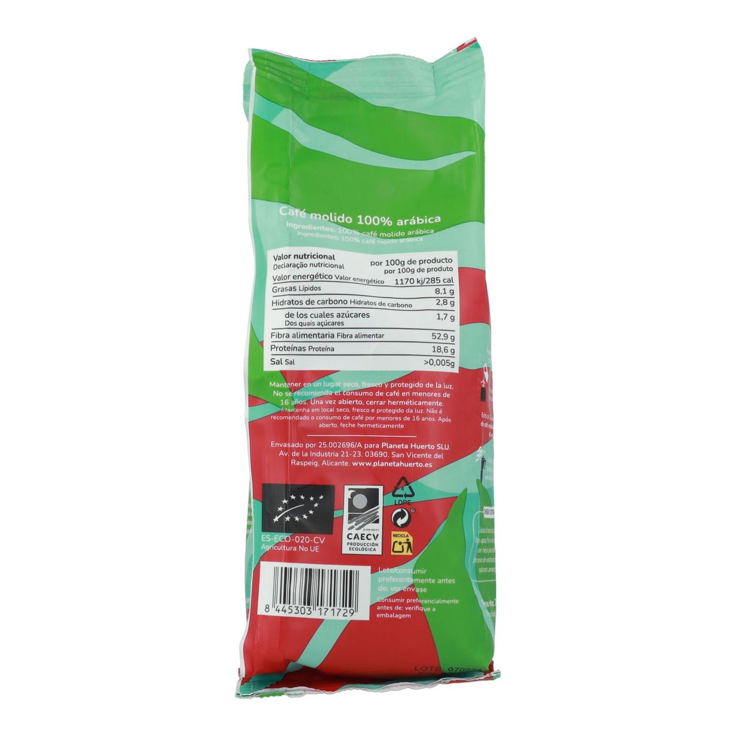 100% Arabica Planet Orchard Eco caffè macinato 250 g