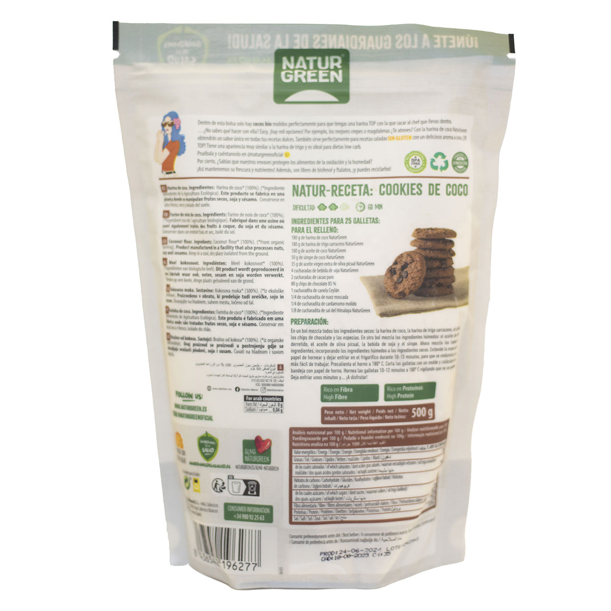 Farina di cocco biologica senza glutine NaturGreen 500 g