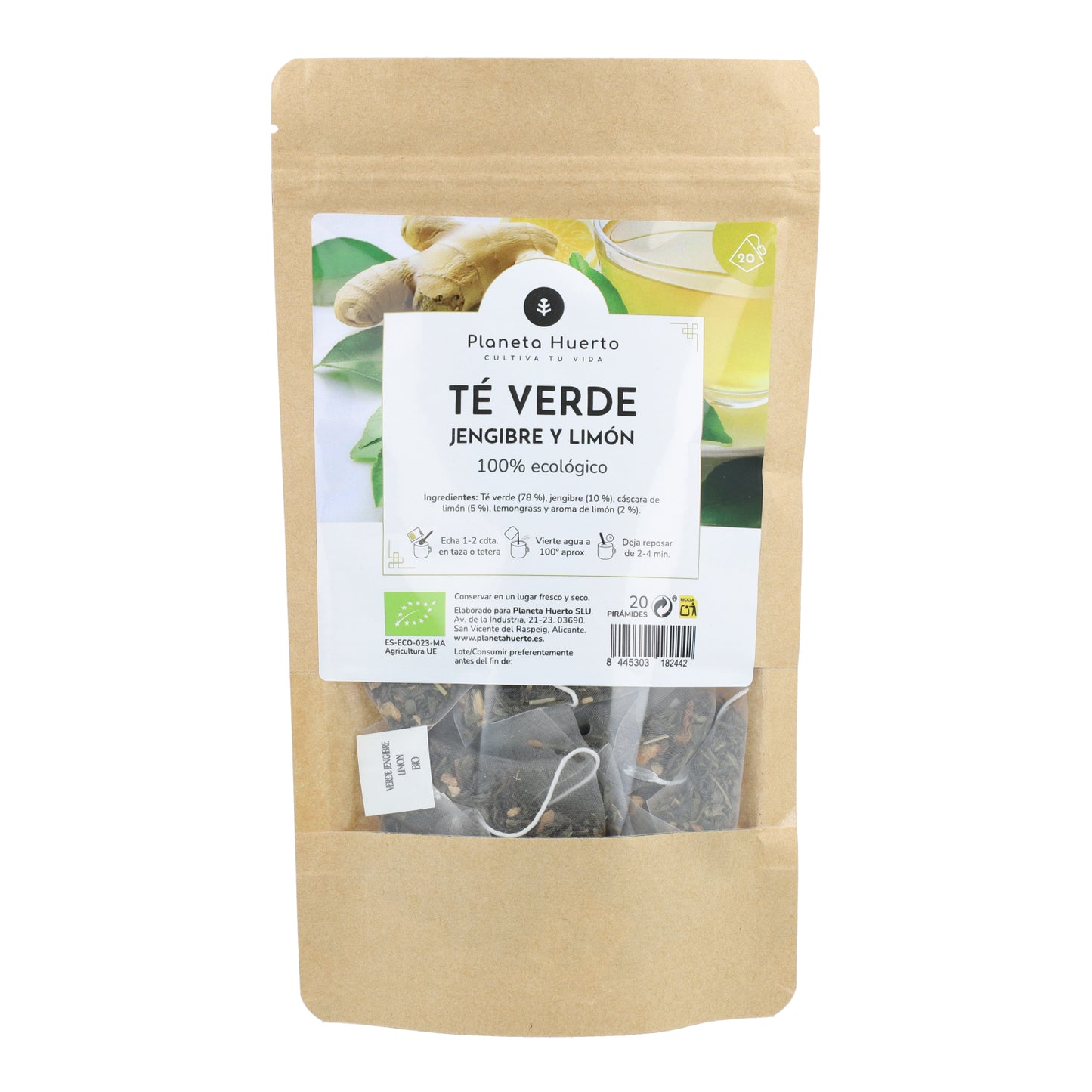 Groene Thee Gember en Citroen ECO Planet Garden 20 piramides