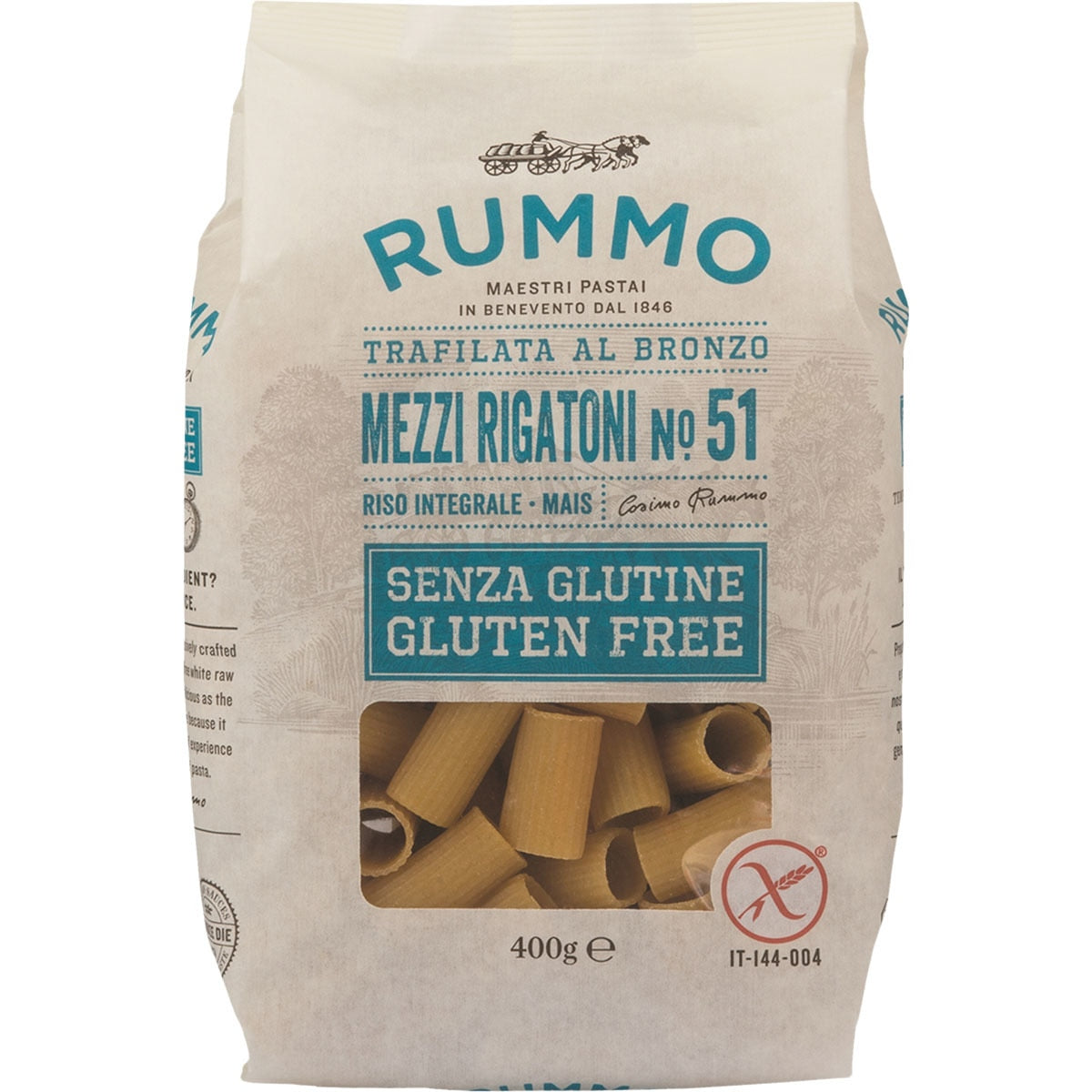 Pasta Mezzi Rigatoni SIN Gluten nº 51 Rummo 400g