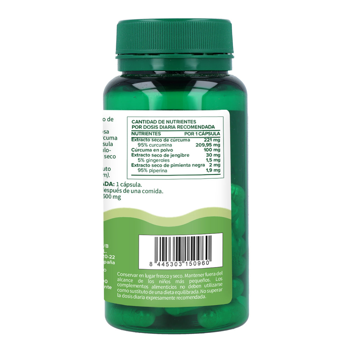 Curcumine forte curcuma avec poivre noir Planeta Huerto 60 gélules végétales