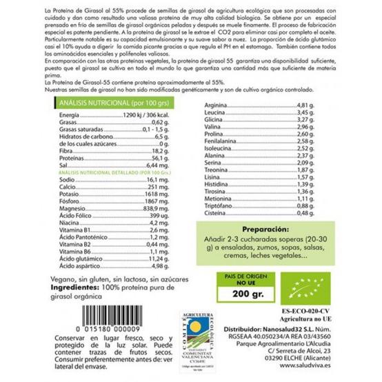 Proteine di girasole ECO Salud Viva (al 55%) 200 g