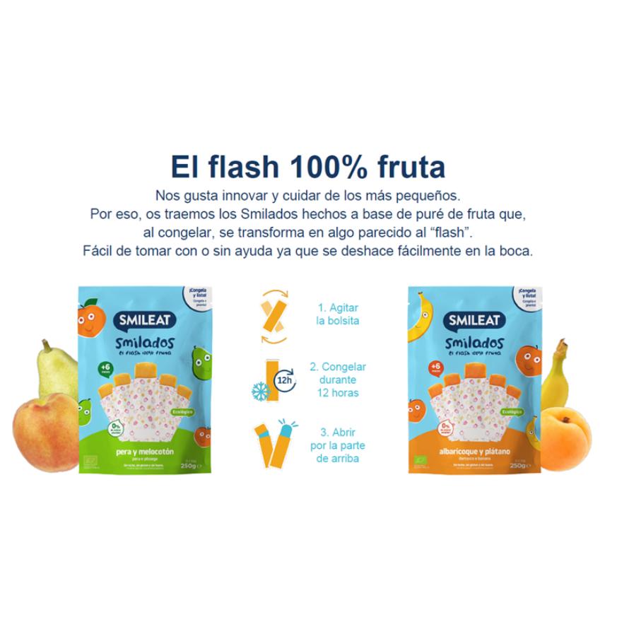 SMILADO pera e pesca ecologico, gelato flash per bambini 100% frutta SMILEAT