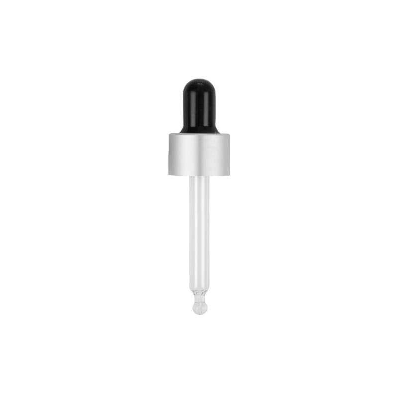 Black-silver dropper pipette with 18 mm screw thread for glass bottles, Camassia, 50 ml