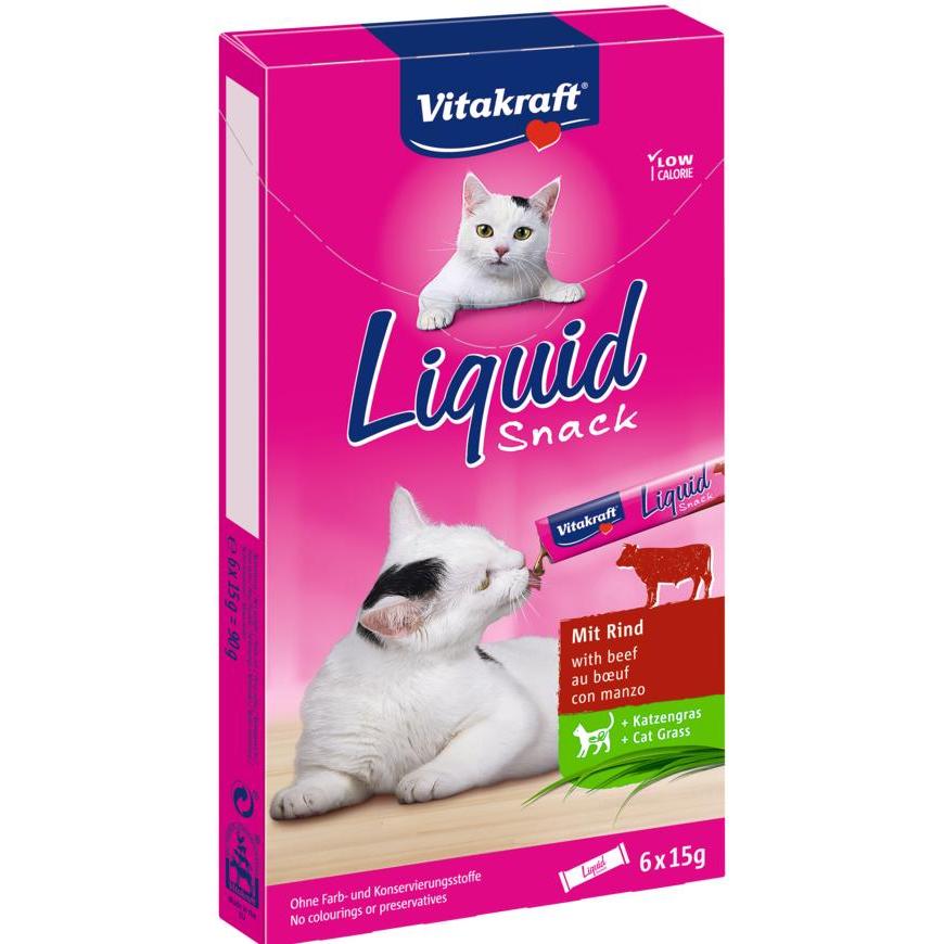 Vitakraft Cat Liquid Snack krämig kalvkött med inulin 6x15 g