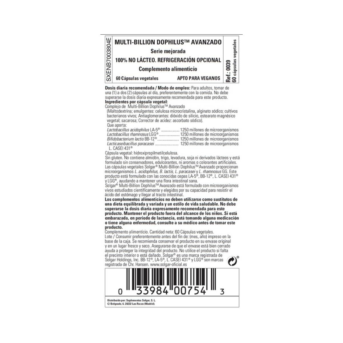Multi-Billion Dophilus Avanzado Solgar 60 capsule