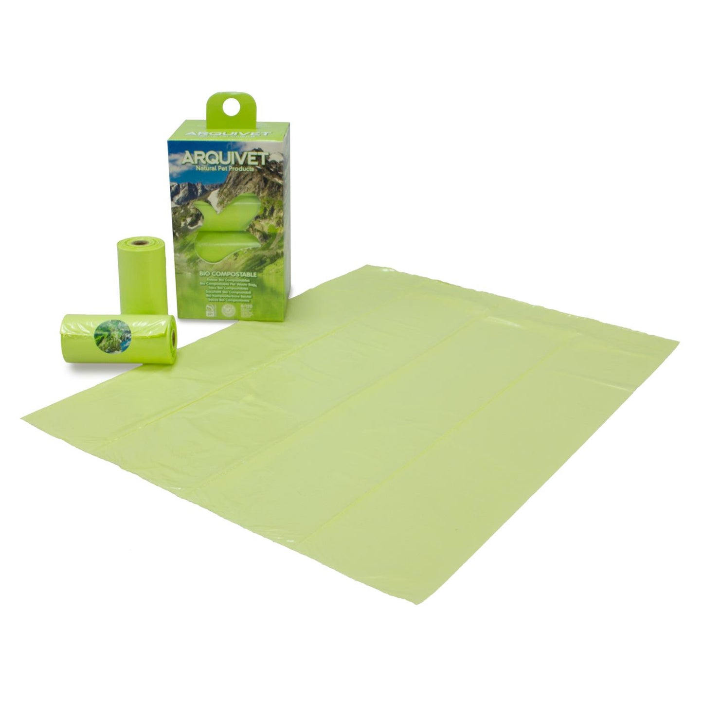 Sacs à excréments bio compostables Arquivet 8 rouleaux x 15 sacs