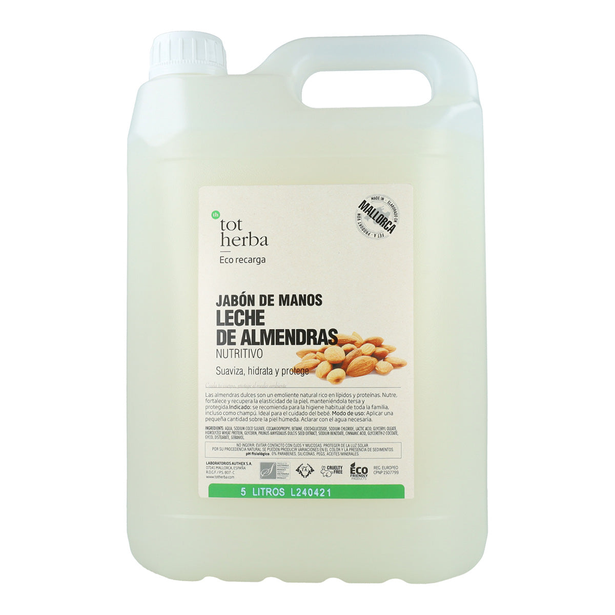 Sapone per le mani al latte di mandorle, 5 litri, Tot Herba
