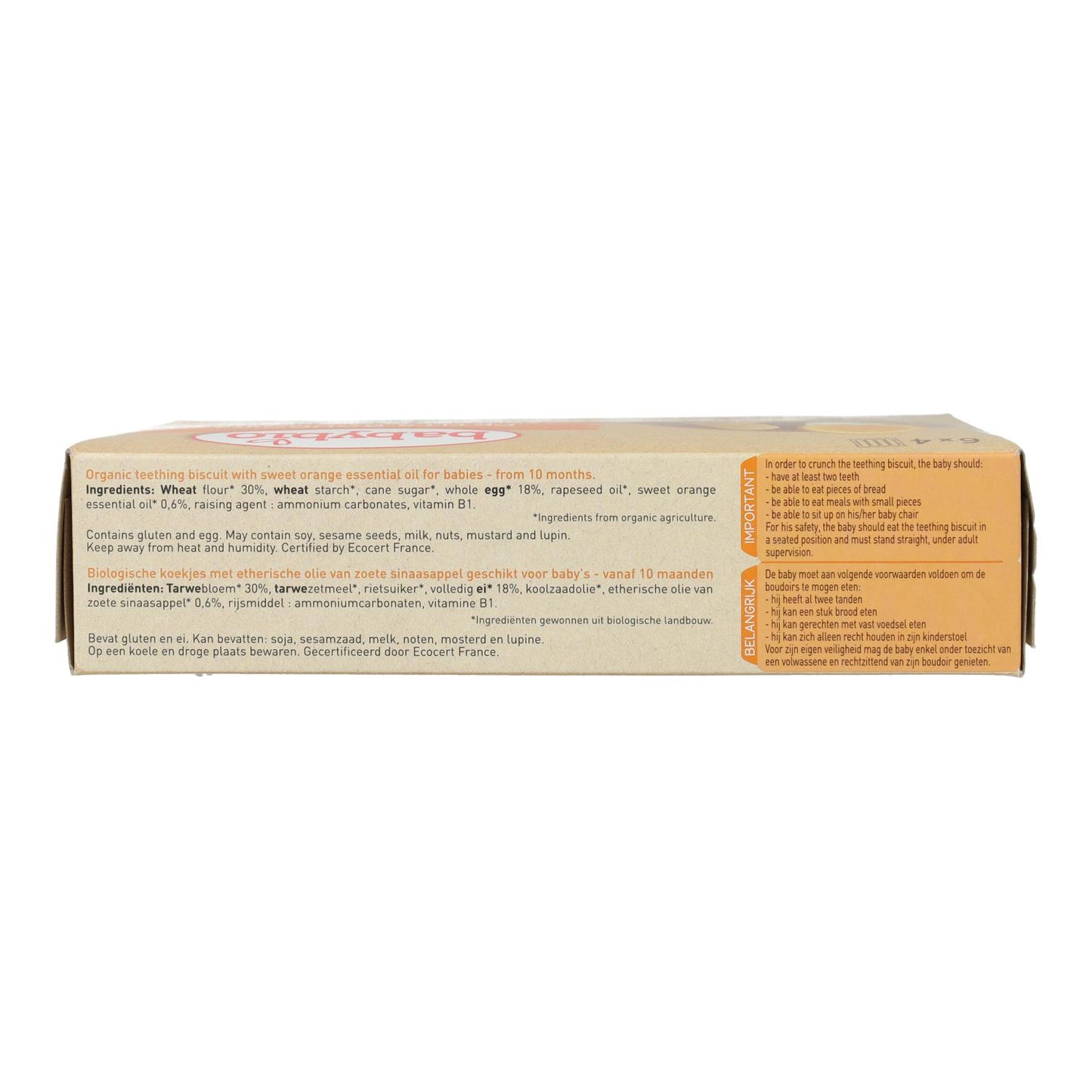 Bio ciastka dla niemowląt Babybio o smaku pomarańczowym 120 g