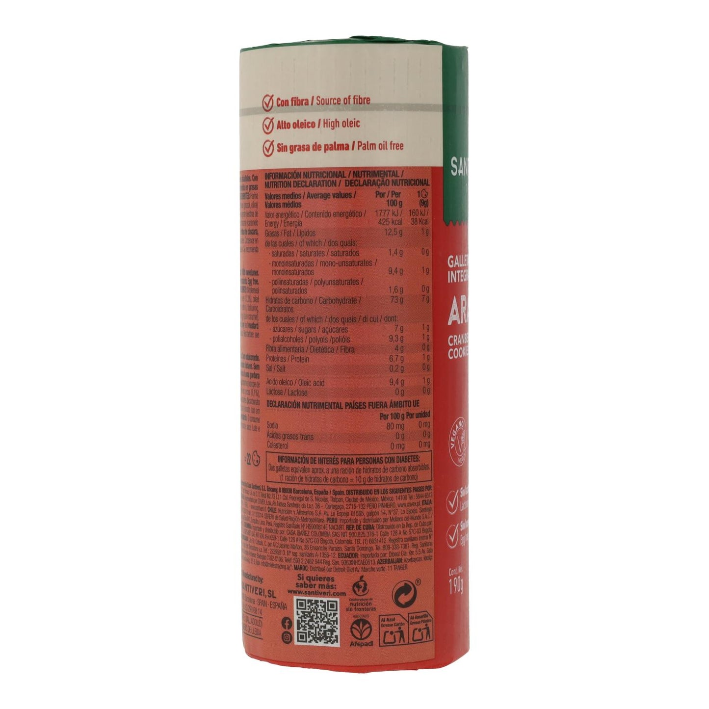 Biscotti integrali ai mirtilli 0% zuccheri Santiveri 190 g