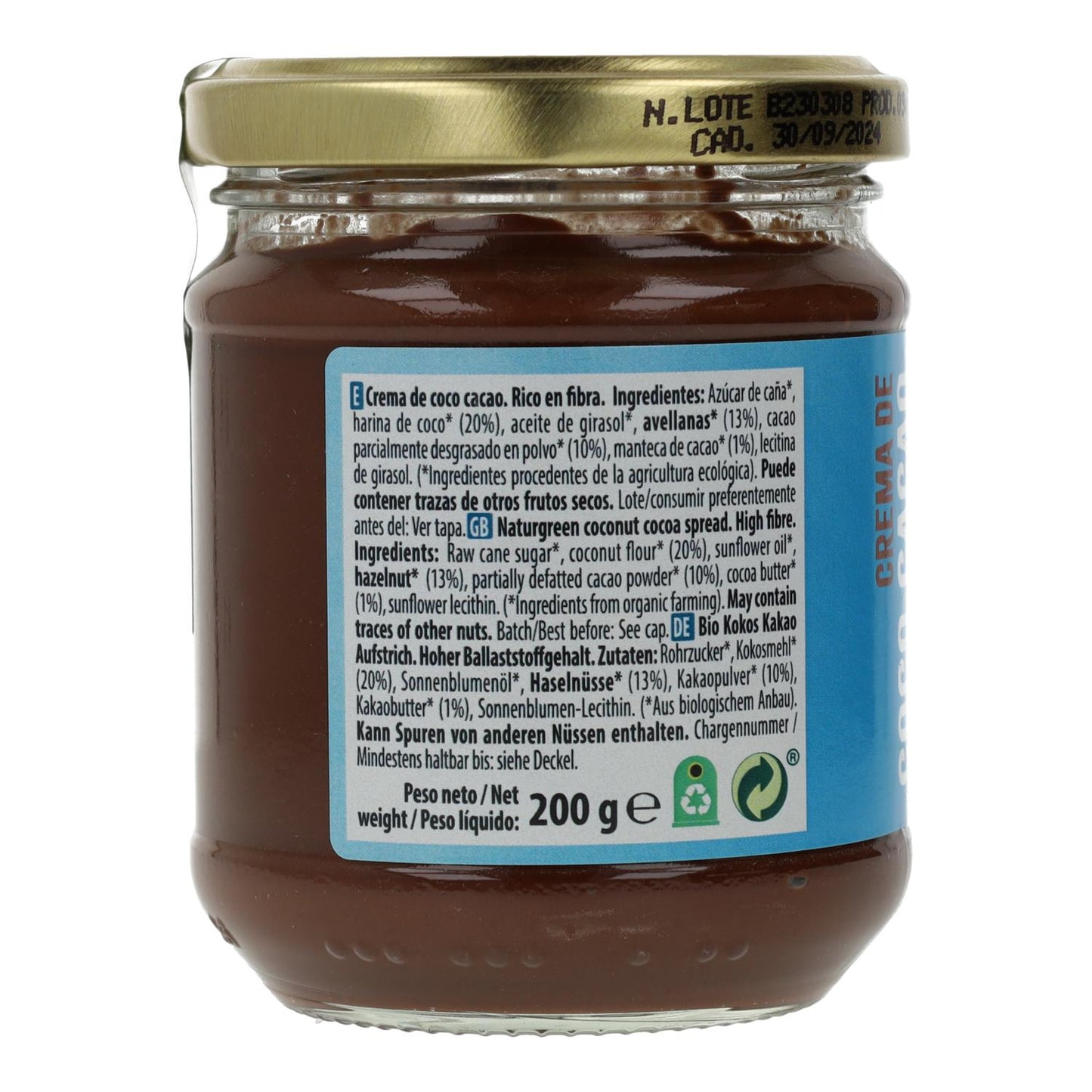 Crema spalmabile al cocco e cacao Naturgreen 200 g