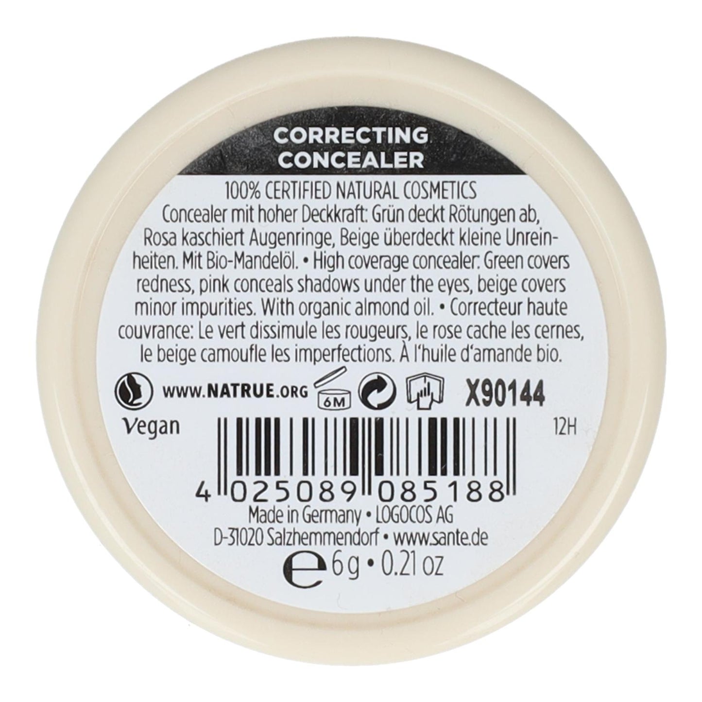 Maquillage correcteur en poudre compacte crème 3 teintes Sante 3x2 g