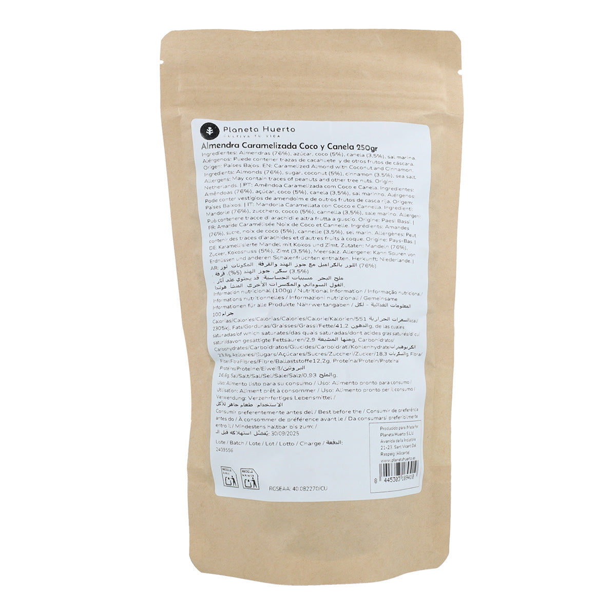 Mandlar med kokosnöt och kanel Planeta Huerto 250gr