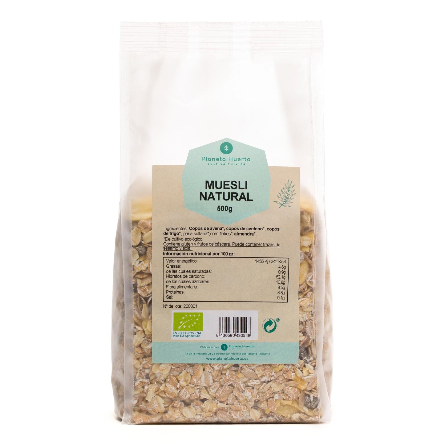 Muesli naturale con uva sultanina ECO Planeta Huerto 500 g