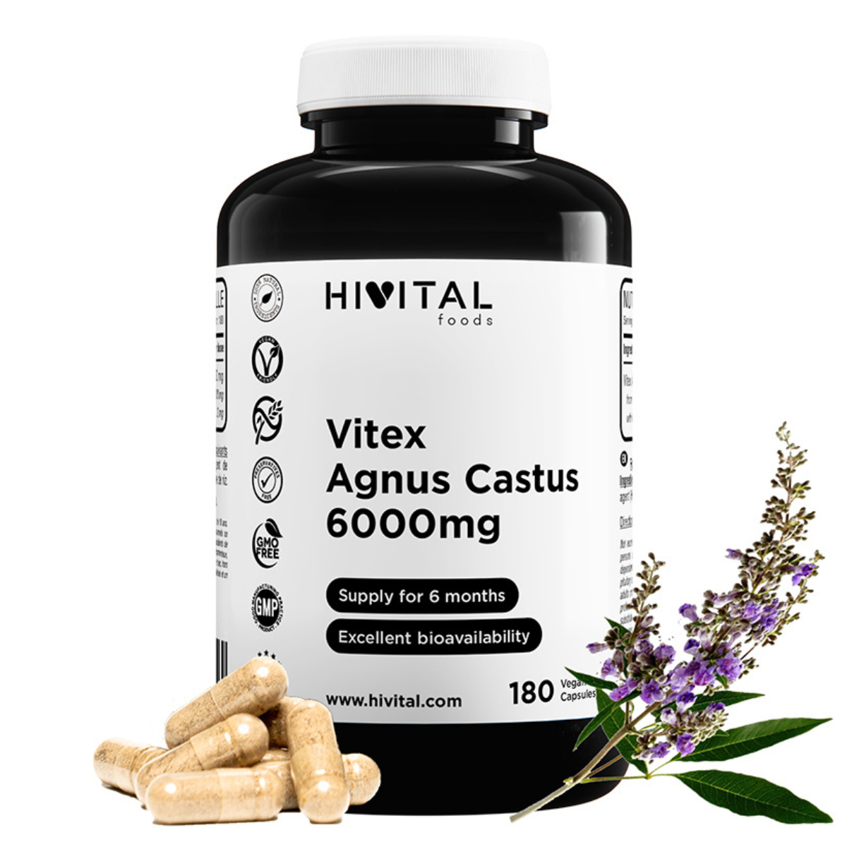 Vitex Agnus Castus 6000 mg Hivital 180 kapsułek wegańskich