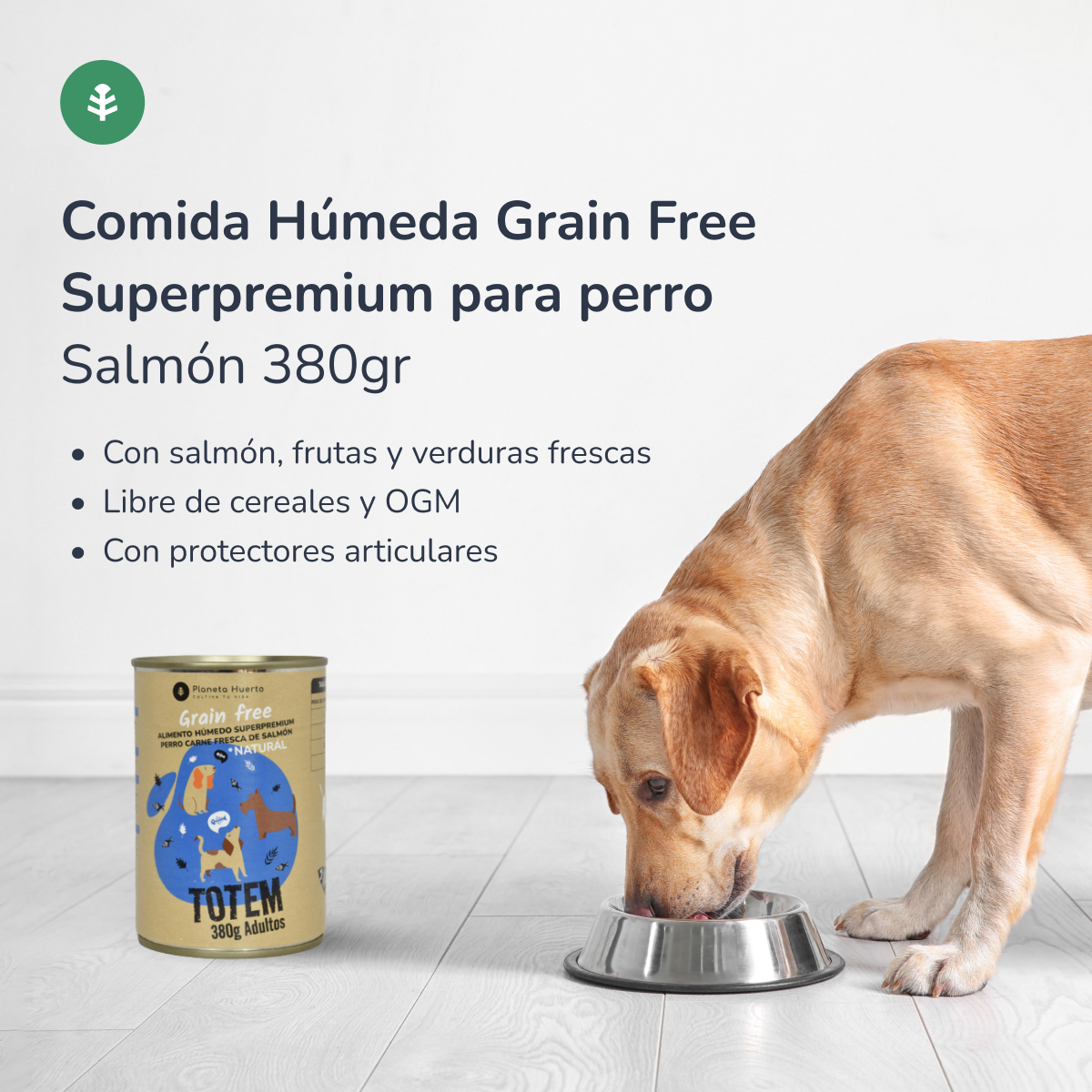 Confezione 12 x Cibo umido per cani Superpremium senza cereali Salmone 380 g Planeta Huerto