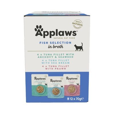 Natvoer voor katten Vis in bouillon Applaws 12 x 70 g