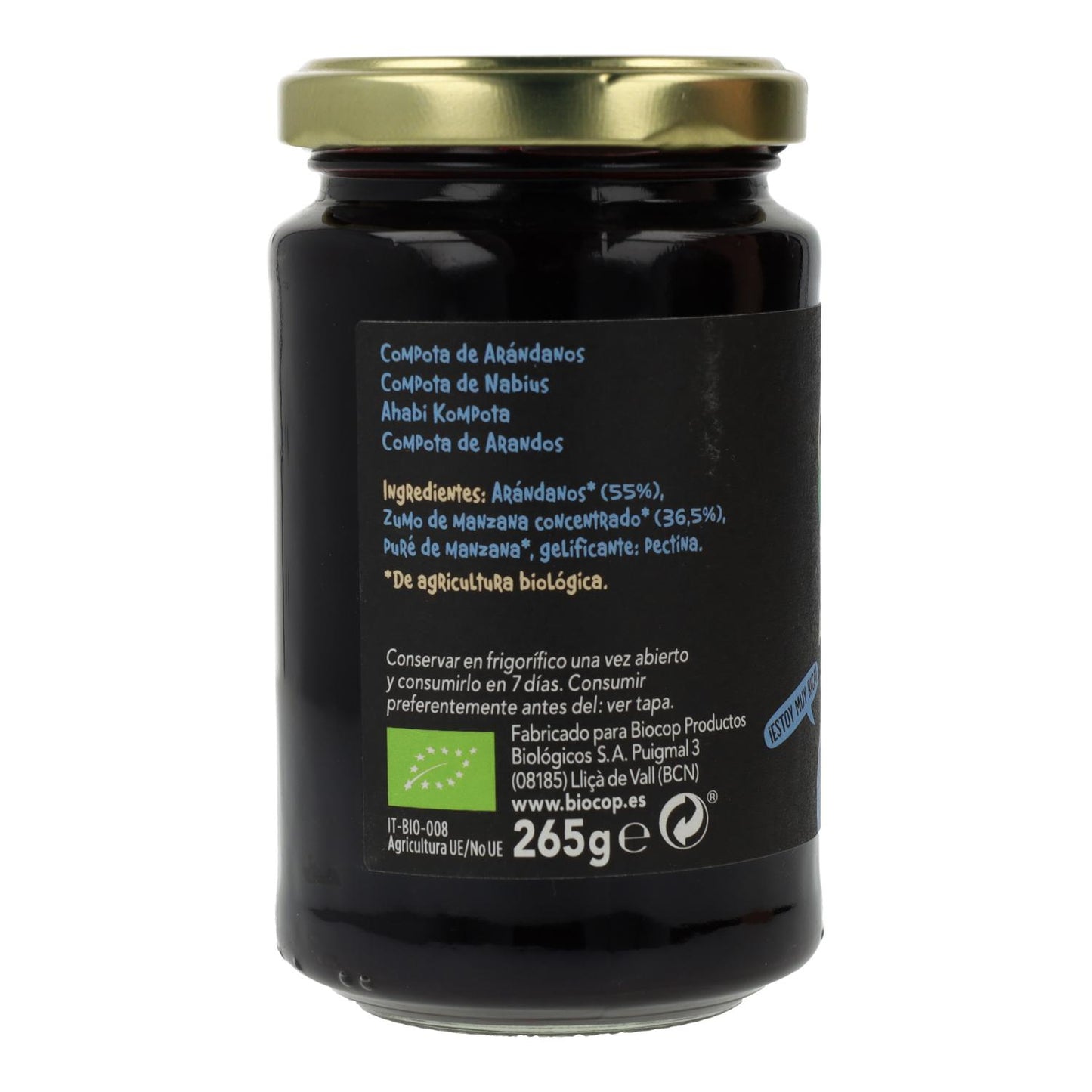 Organic Blueberry Compote Biocop, 265g