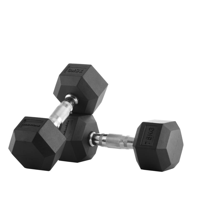 Bodytone Hexagonal Rubber Dumbbells (pair) 2.5 kg