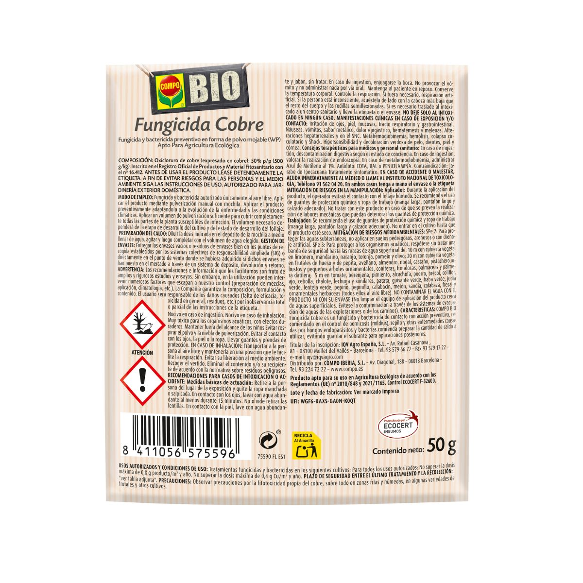 Fongicide bio au cuivre Compo 50 g