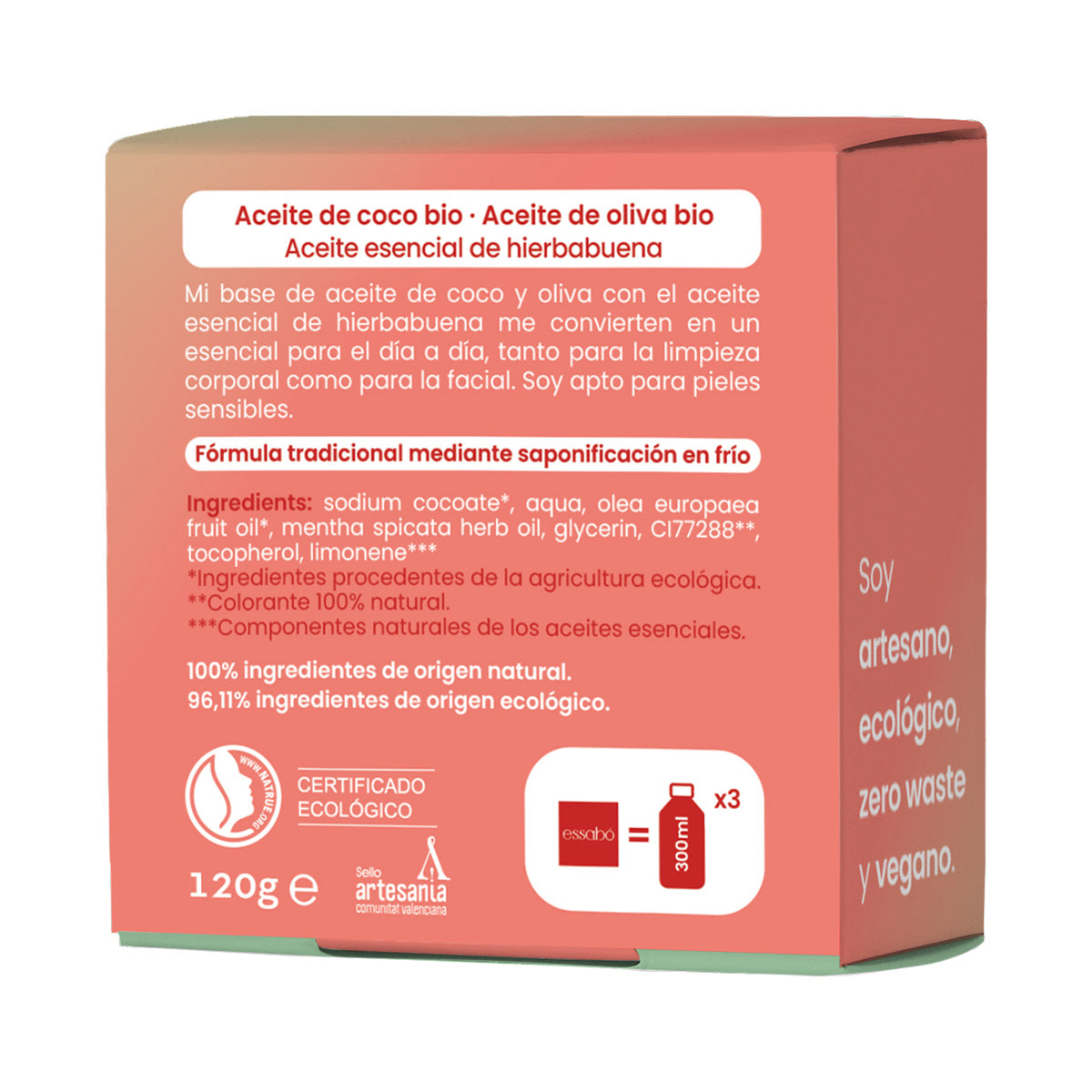 Sapone solido ecologico essenziale alla menta piperita ESSABÓ 120 g