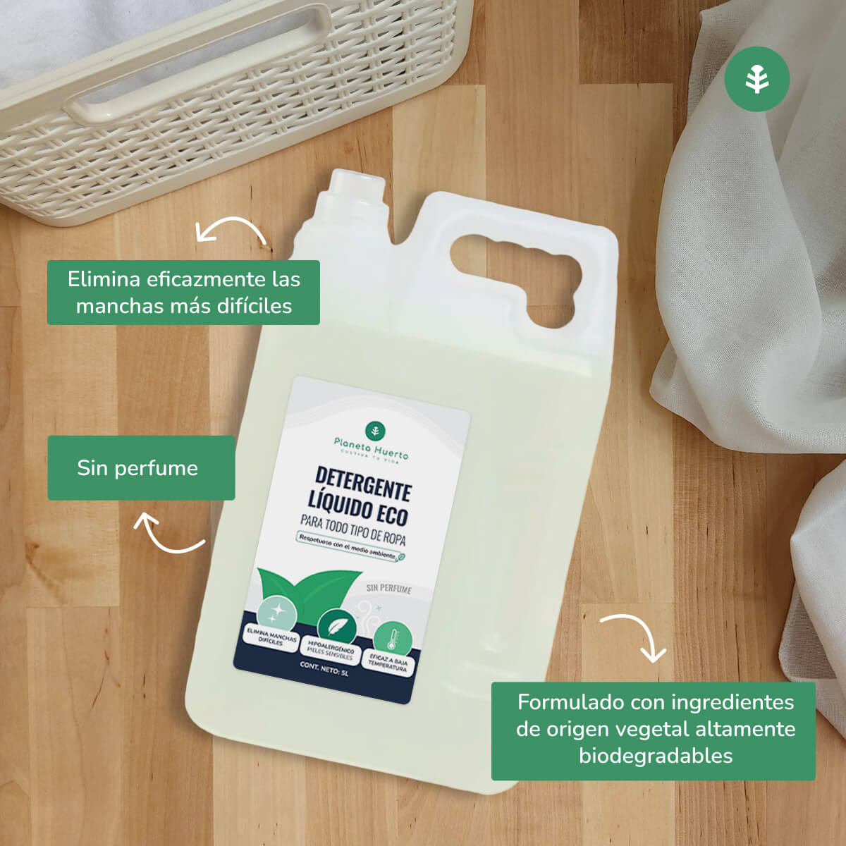 Detersivo liquido per bucato ECO ECO non profumato Planet Garden 5 litri