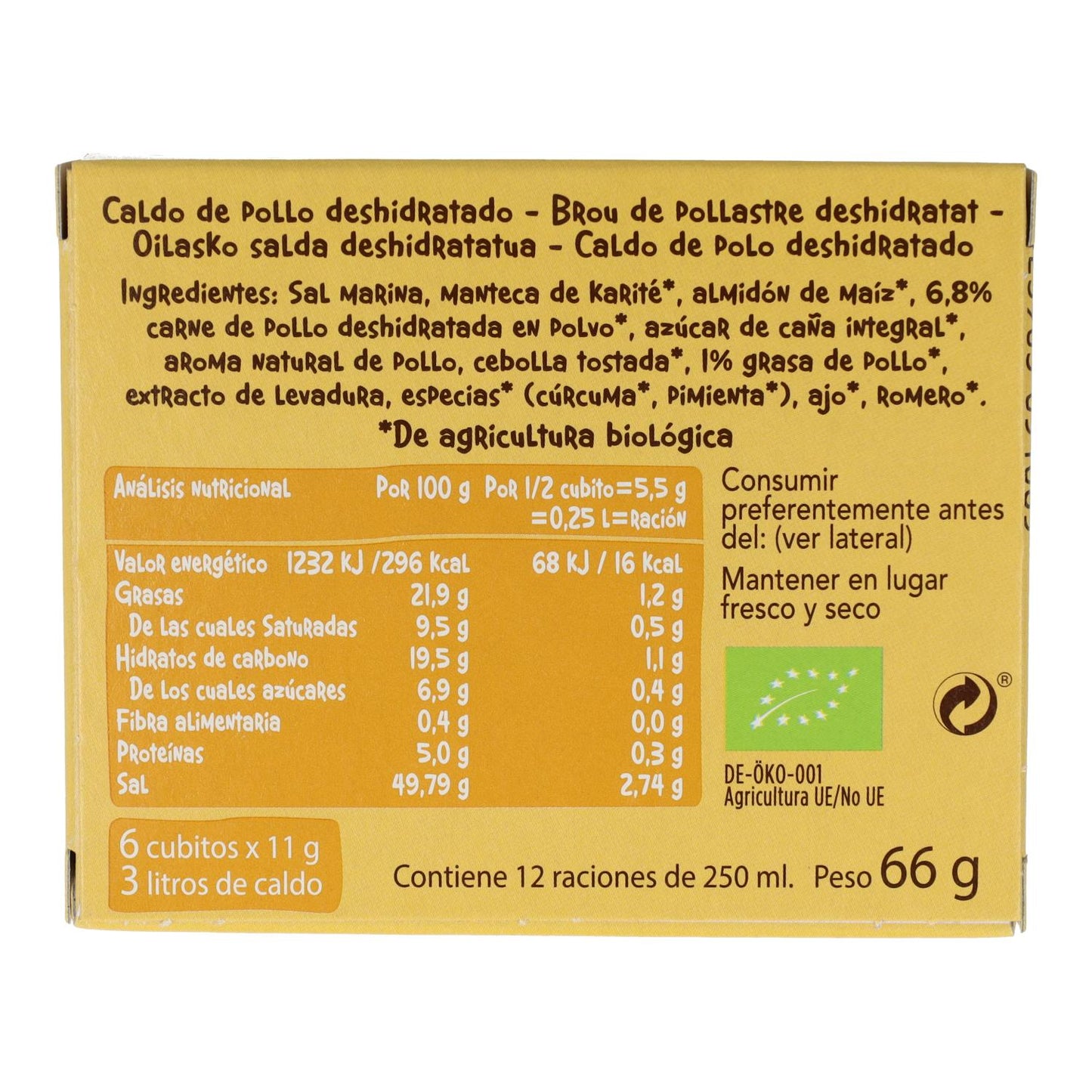 Caldo de Pollo en Cubitos Biocop 6 x 11 g