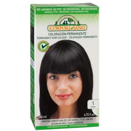 Teinture permanente n° 1 noire Corpore Sano 140 ml