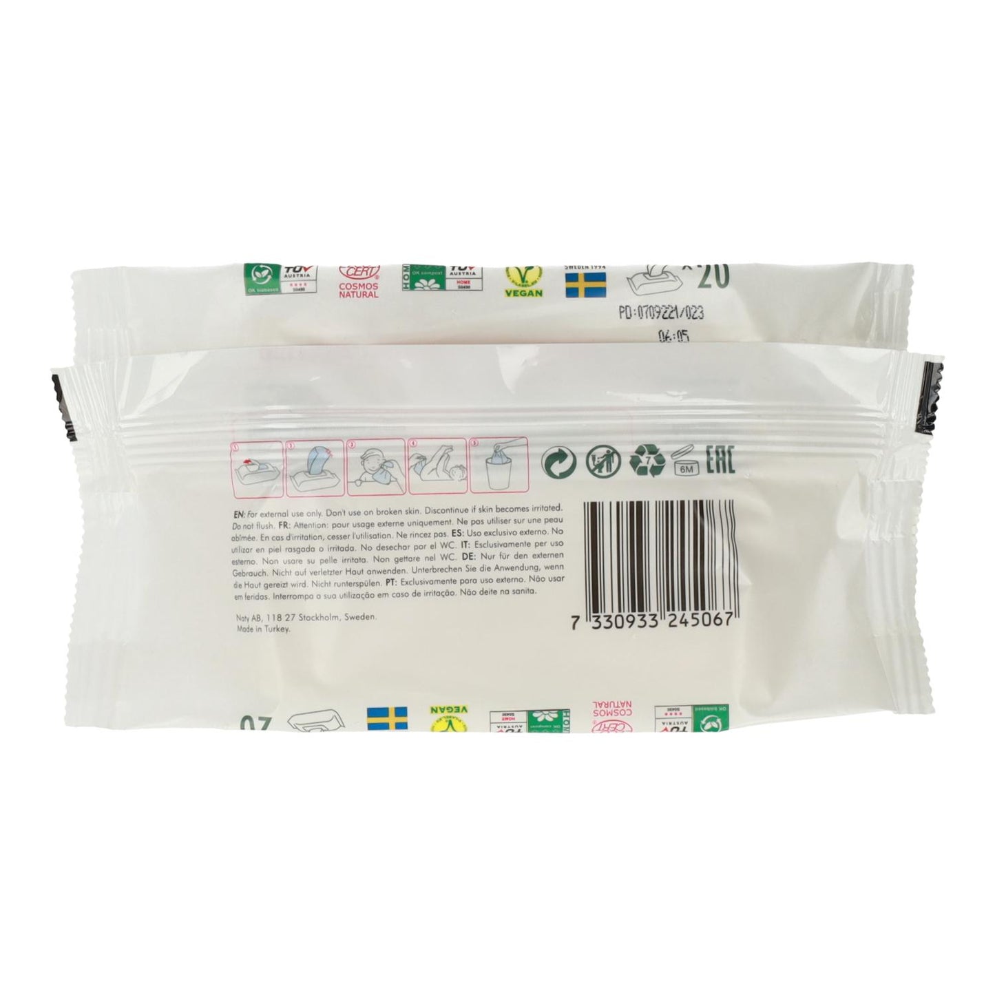 Lingettes format voyage Naty 20 unités