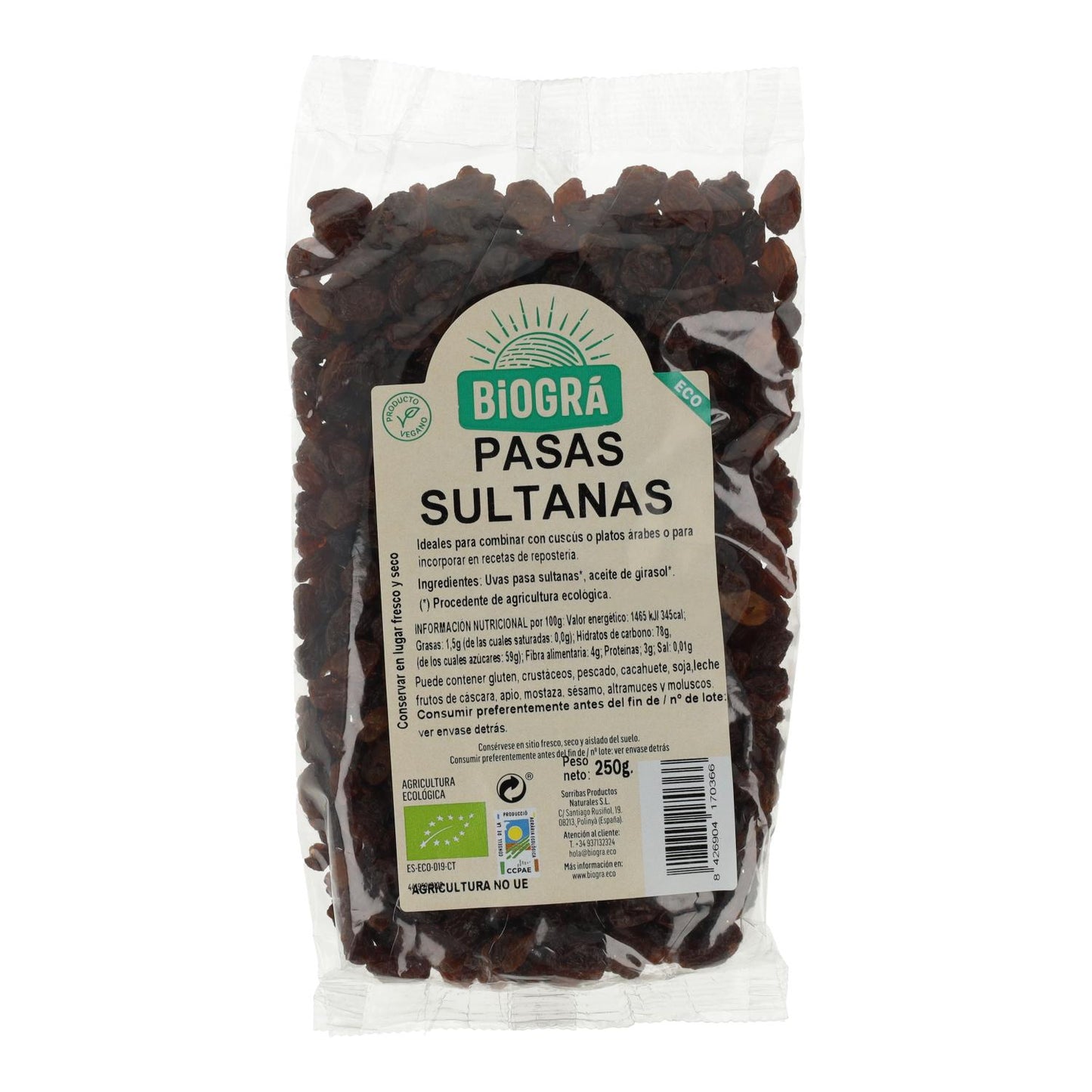 Kärnfria sultanrussin Bio Biogra 250 g