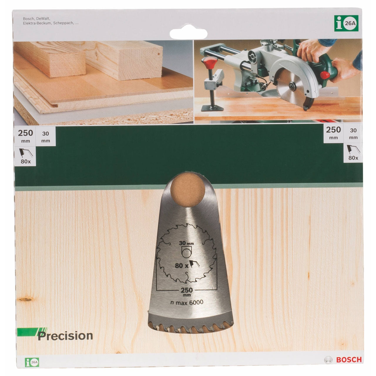 Präzisionsscheibe Bosch für Kreissäge 250 x 30 mm 80 Zähne