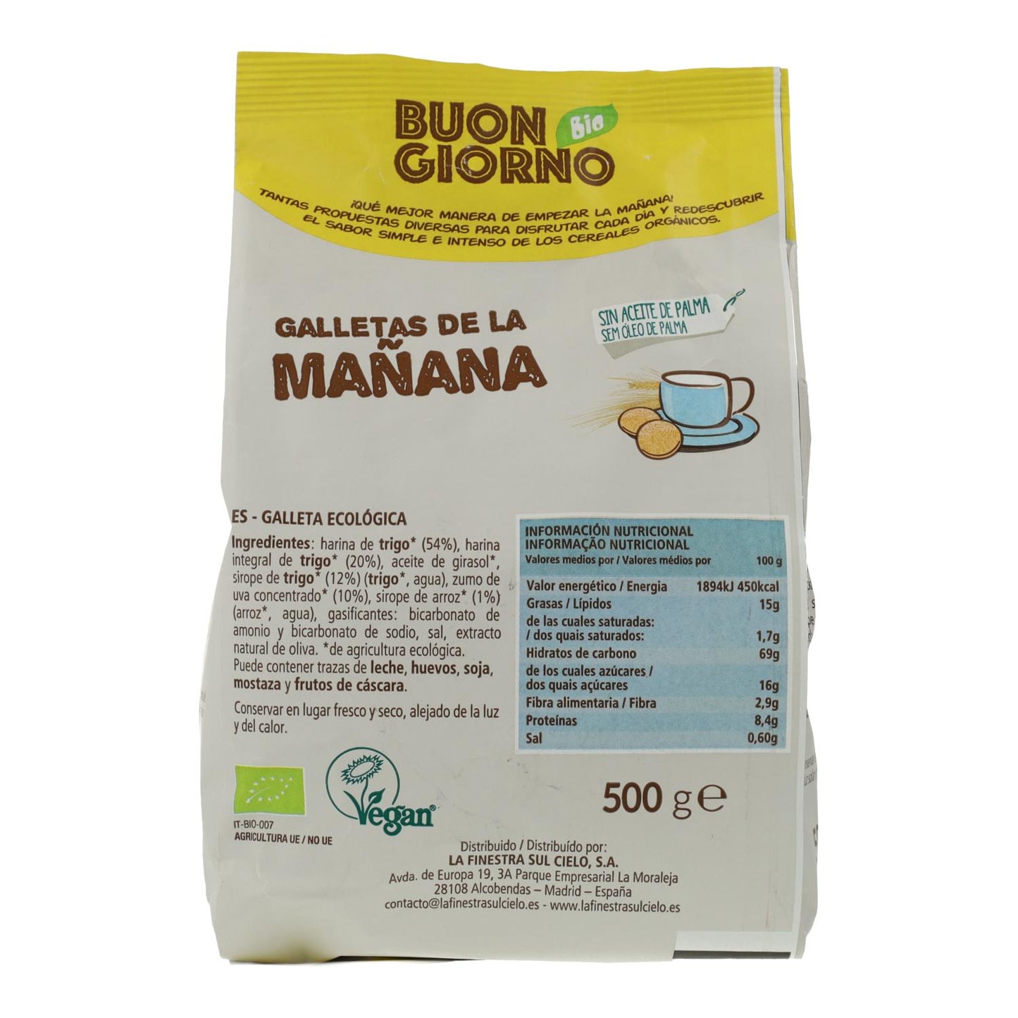 Biscuits du matin « Buon Giorno » Végétaliens La Finestra Sul Cielo 500 g