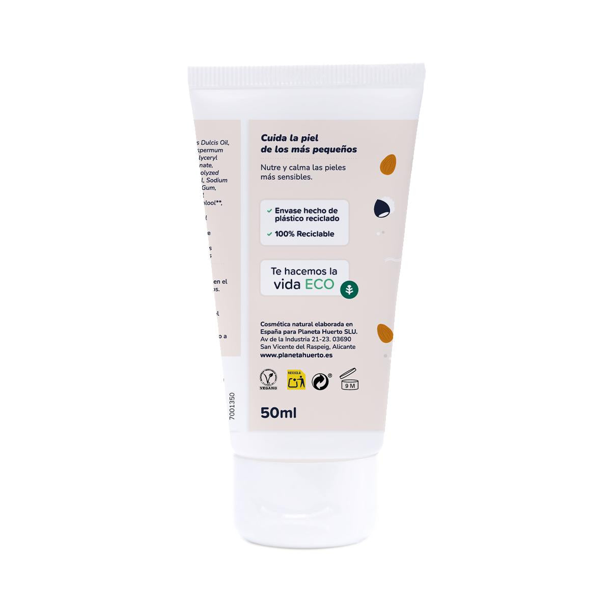 Baby gezichtscrème Zoete Amandelen en Sheaboter Planeta Huerto 50 ml