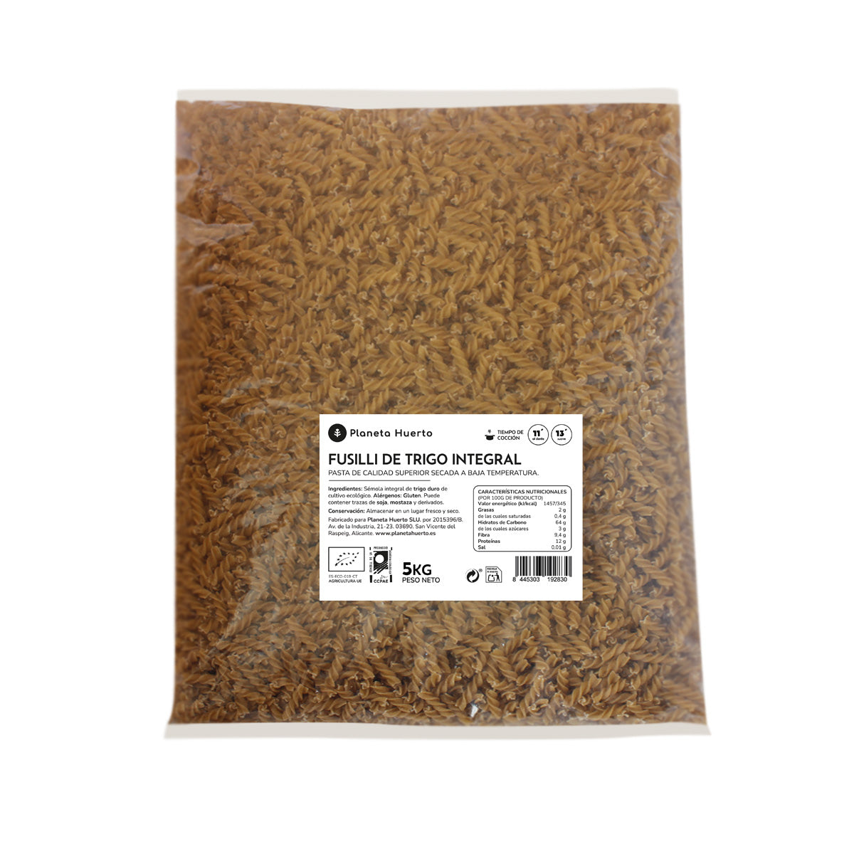 Planeta Huerto Organic Whole Wheat Fusilli 5 kg