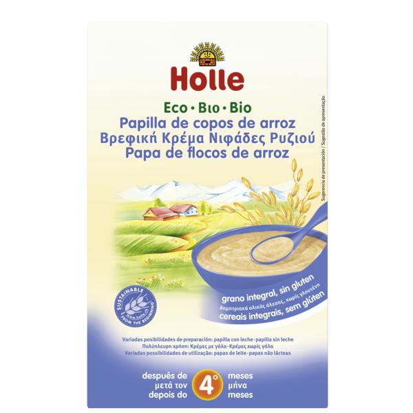 Pappa biologica con fiocchi di riso + 4 mesi Holle, 250 g
