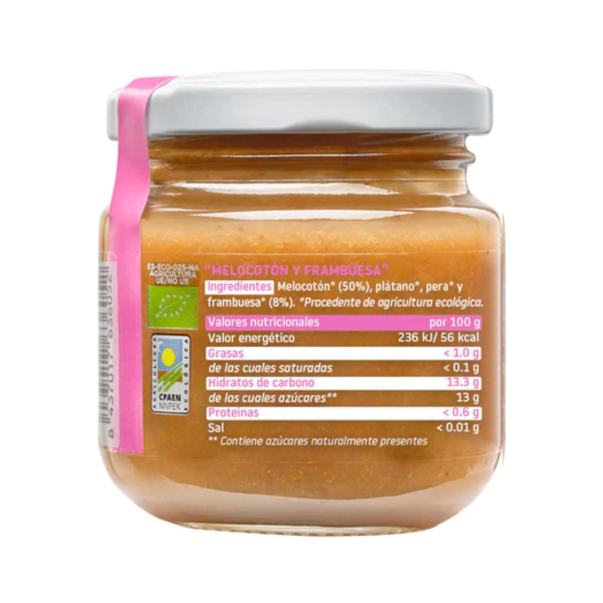 PROMO 3x Vasetto di lamponi e pesche biologici Smileat, 130 g