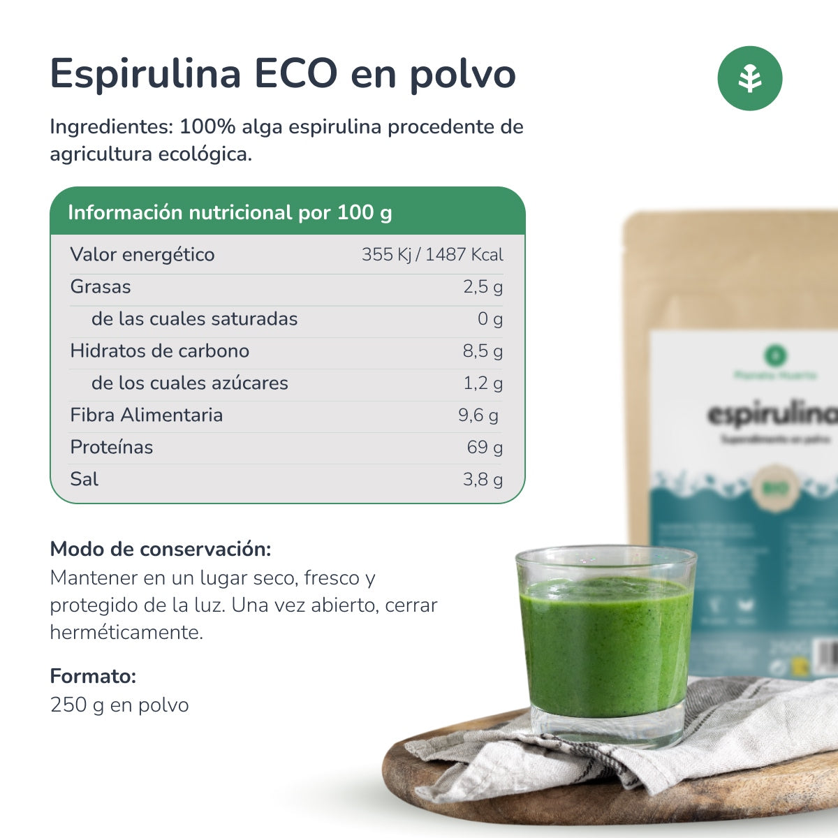 Spirulina in polvere ECO Planeta Huerto 200 g