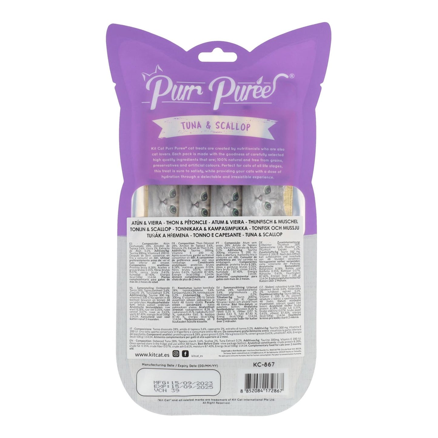Cat PurrPuree-set - Tonijn en sint-jakobsschelpen 60 g Romige snack voor katten