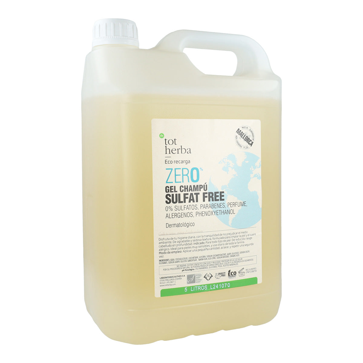 Gel shampooing sans sulfate Zero Tot Herba 5 litres