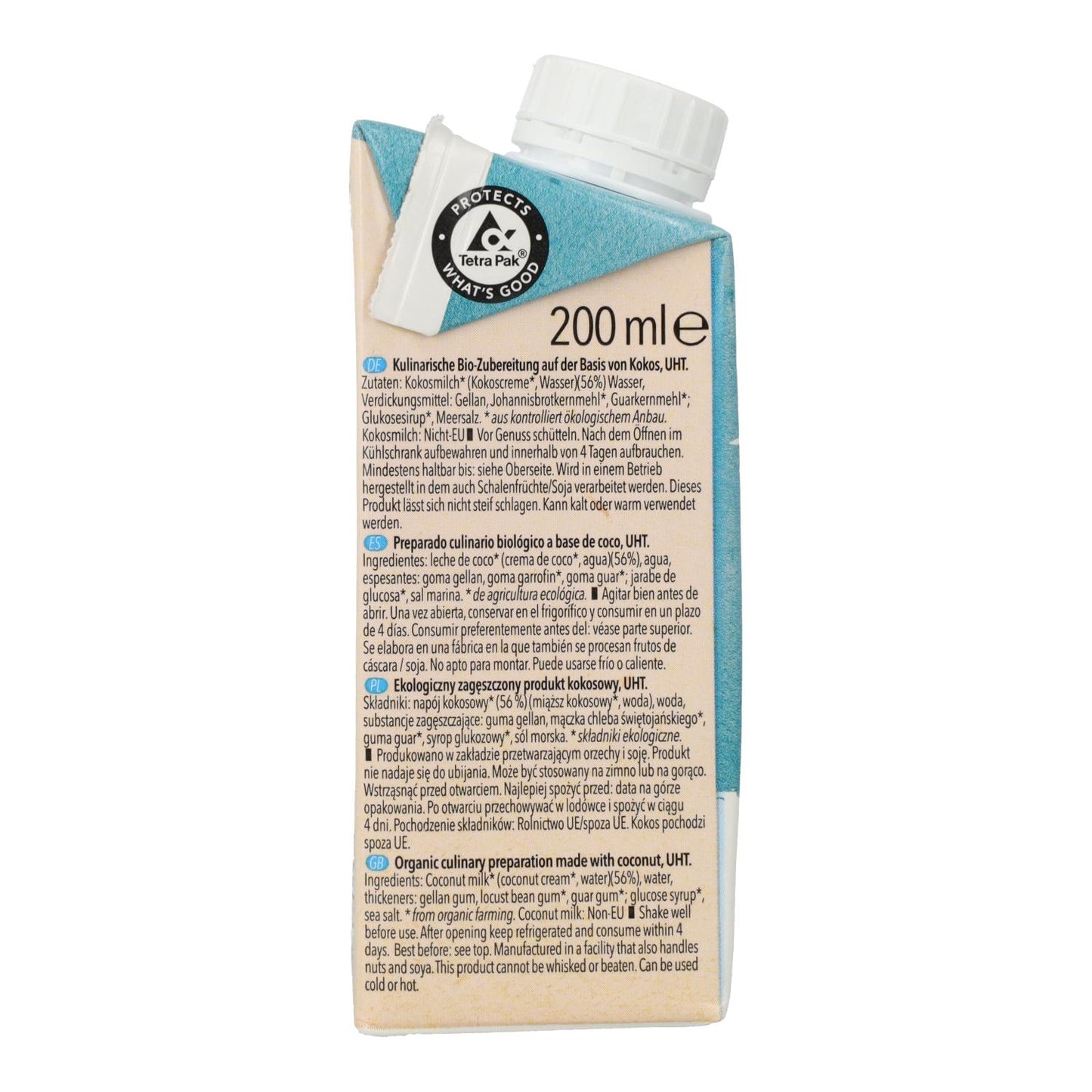 Natumi coconut-based cooking cream, 200 ml