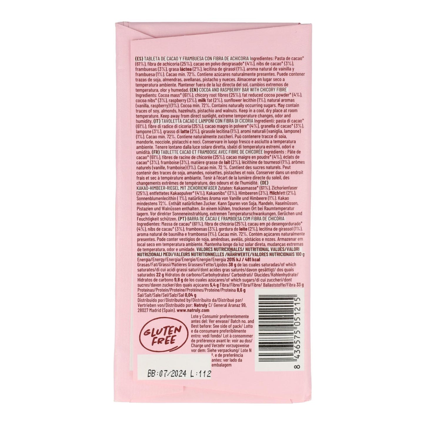 Chocolicious mit Himbeere und Kakaonibs Natruly 85 g
