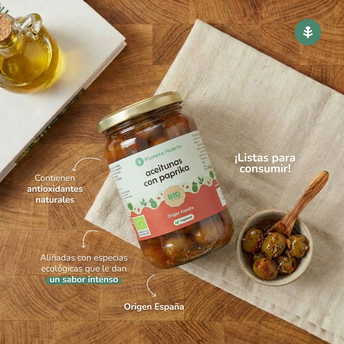 Olives vertes au paprika Eco Planeta Huerto 390 g