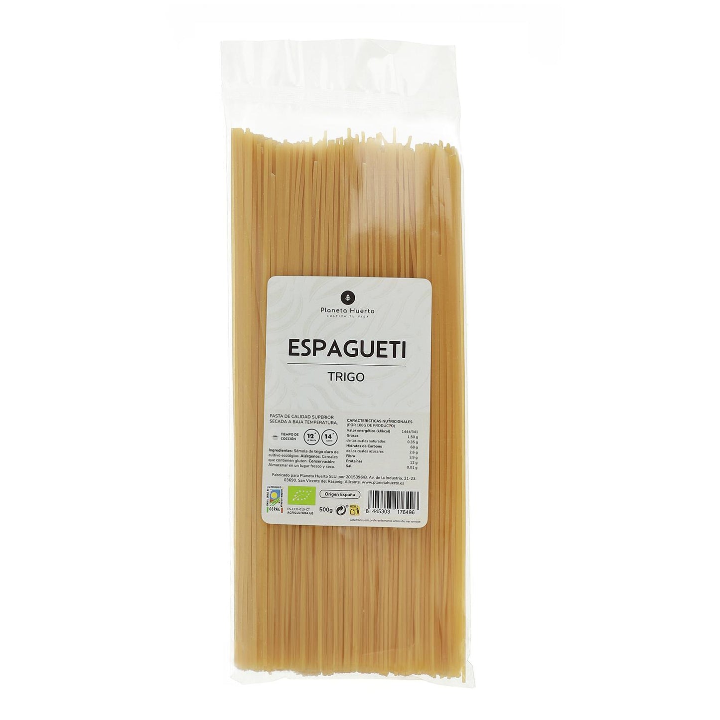 Spaghetti van tarwe ECO Planeta Huerto 500gr