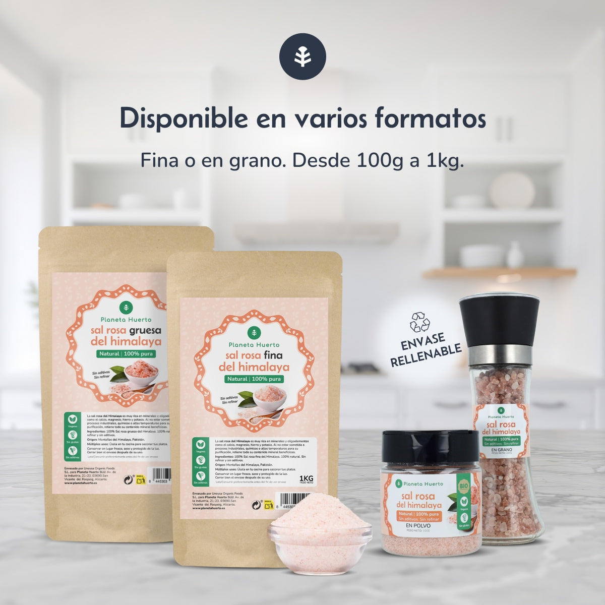 Pack 2x Sal rosa del Himalaya ECO Planeta Huerto 1 kg