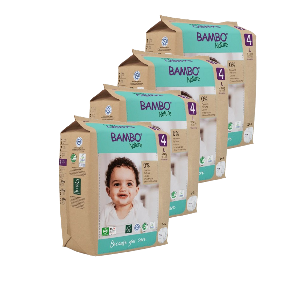 Confezione risparmio Bambo Nature pannolini T4 (7-14 kg) 96 pezzi