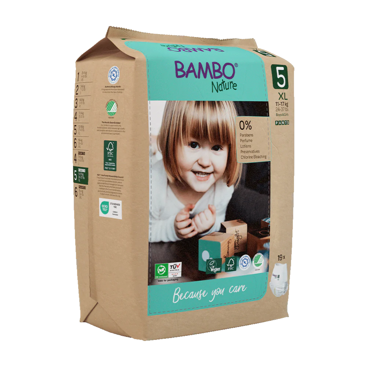 Pannolini Pants T5 (11-17 kg) 19 pezzi Bambo Nature