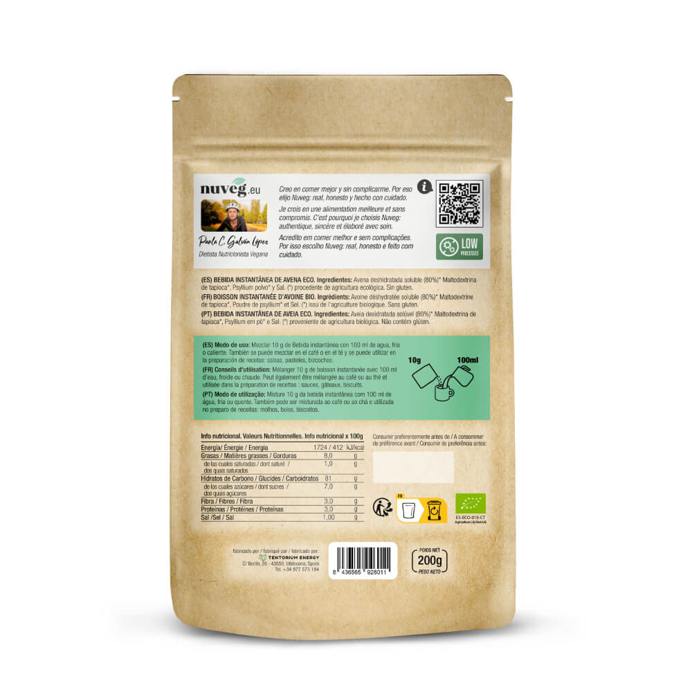 Nuveg Organic Oat Drink Powder 200 g for 2.5 litres
