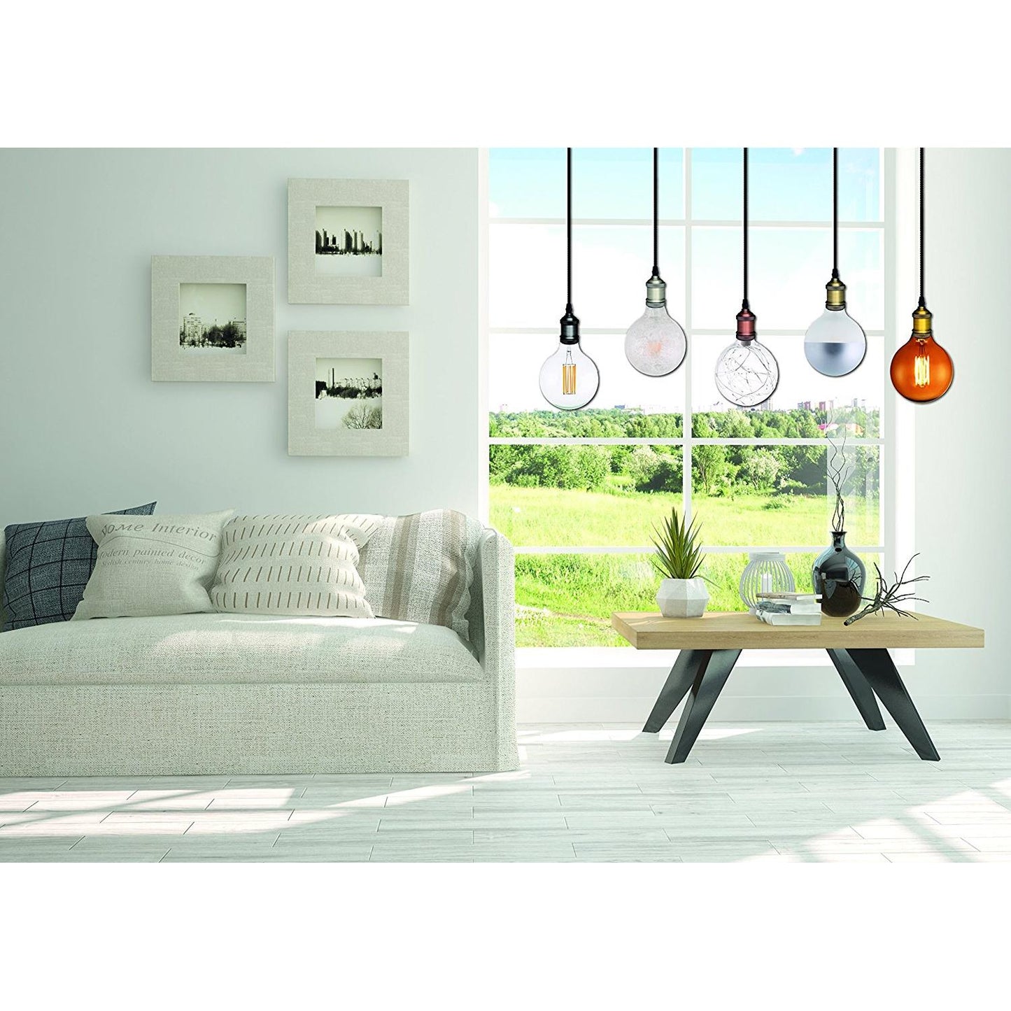 Portabombillas Vintage Black Pearl cable textil 1m E27 Garza Lighting