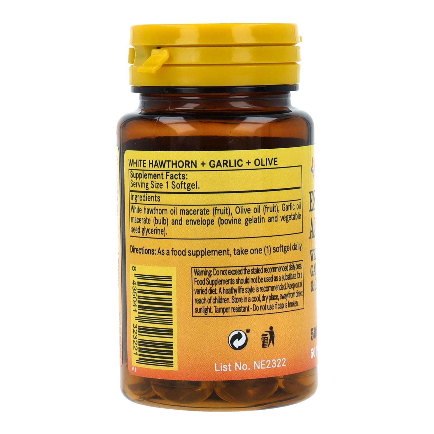 Meidoorn, knoflook en olijfboom 500 mg Nature Essential 50 capsules